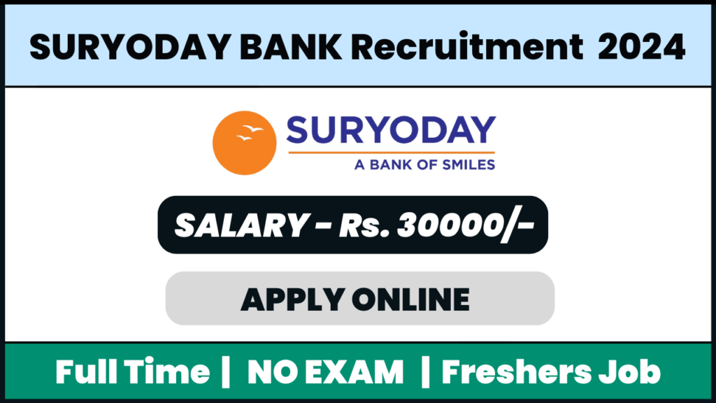 Suryoday Small Finance Bank Recruitment 2024: Customer Service Executive